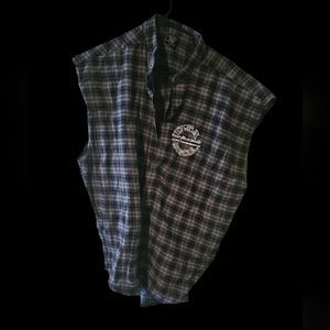 NPC Activewear USA Muscle Bodybuilding sleeveless plaid flannel shirt XL